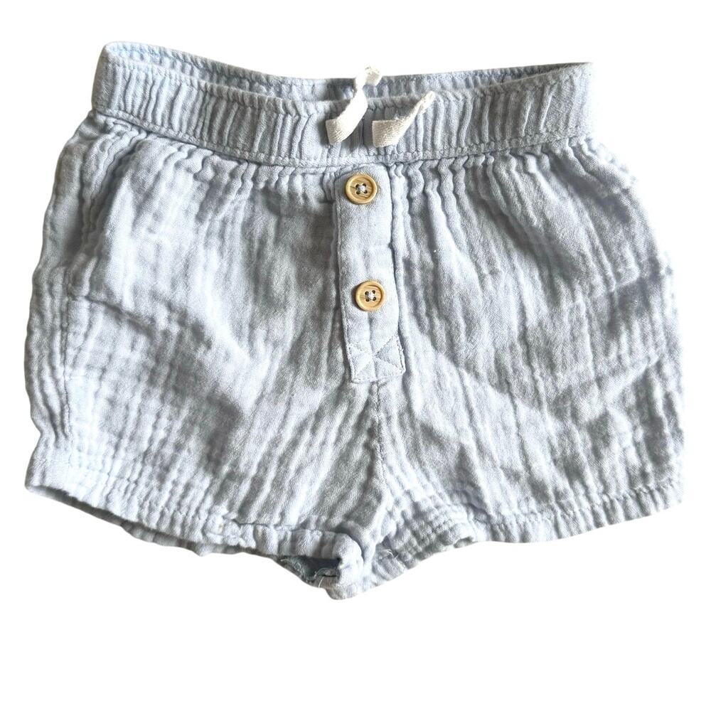 Baby blue muslin cotton shorts 12m unisex Gerber organic